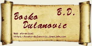 Boško Dulanović vizit kartica